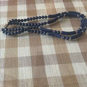Elegant Navy Blue Beaded Necklace